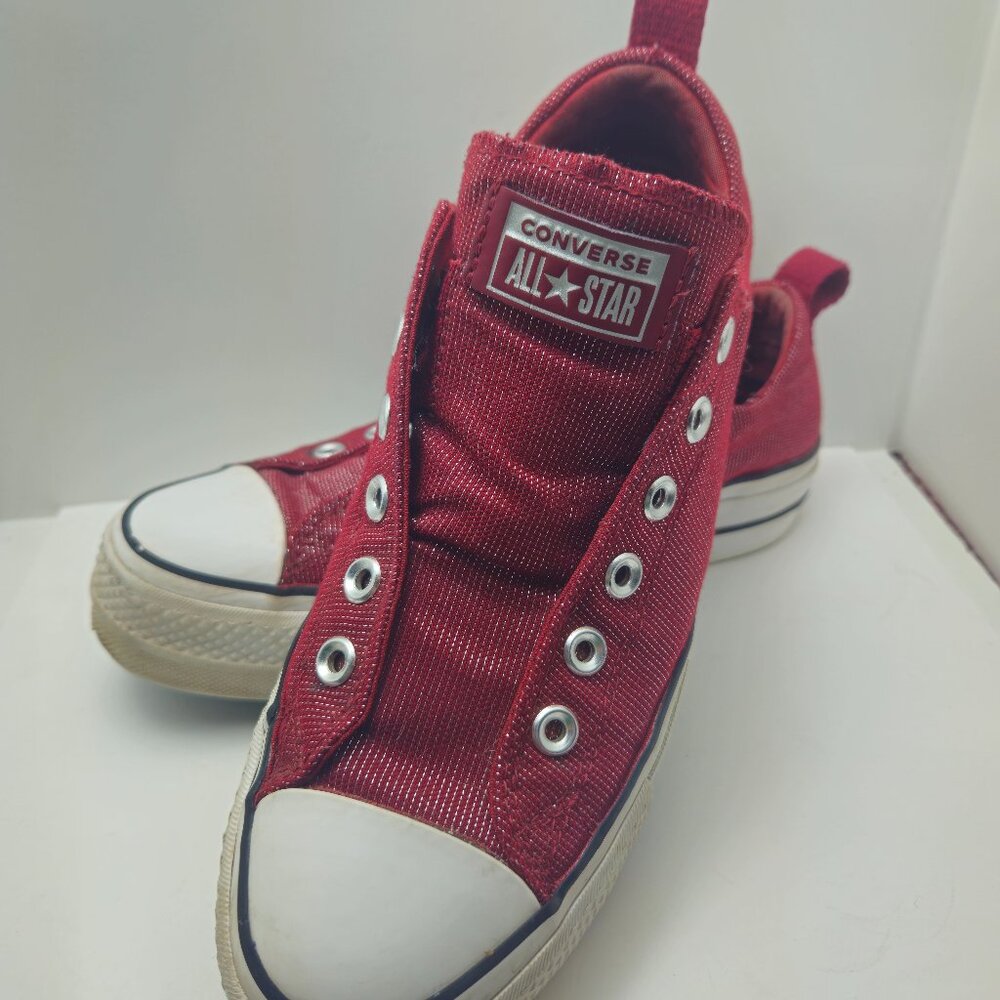Converse Lift Platform Low Top Glitter Red Women's Size 8.5 Slip On Sneakers